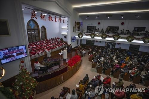 중국 교회의 예배 모습. 연합뉴스 제공