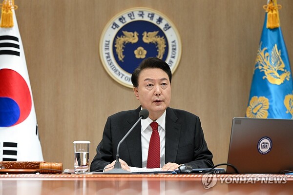 윤석열 대통령이 19일 서울 용산 대통령실 청사에서 열린 국무회의에서 발언하고 있다. 