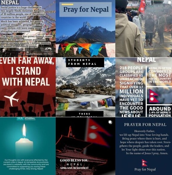 ▲SNS에 올라온 네팔을 위한 기도 요청.(인스타그램 캡처)