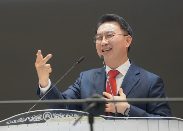  ▲의왕은혜장로교회 고재국 목사가 인사말을 하고 있다.ⓒ데일리굿뉴스 