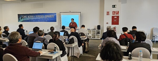  ▲예장 합동 GMS 총회세계선교회의 제28회기 GMS 지역대표 연차회의에서  이사장 양대식 목사가 설교하고 있다.ⓒ데일리굿뉴스