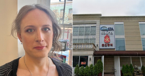  ▲트랜스젠더 여성 알렉산드라 고버트(왼쪽)와 뉴저지에 위치한 한국식 찜질방.(사진출처=New York Post 화면캡처)